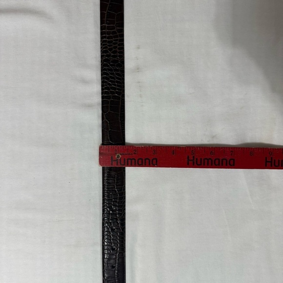 LAUREN RALPH LAUREN Brown Alligator Crocodile Print Dress Belt Leather Preppy - Picture 5 of 7